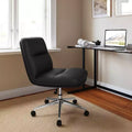 Chaise de bureau pivotante sans accoudoirs à dossier mi-haut avec roulettes, dossier/siège rembourrés et matelassés, hauteur réglable et cadre robuste