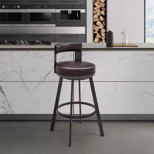 Tabouret de bar à hauteur de comptoir pivotant 26 po en métal avec similicuir