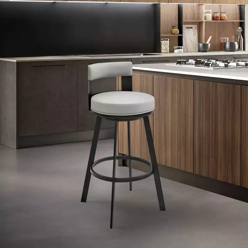 Tabouret de bar à hauteur de comptoir pivotant 26 po en métal avec similicuir