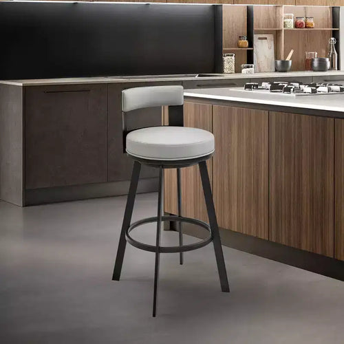 Tabouret de bar à hauteur de comptoir pivotant 26 po en métal avec similicuir