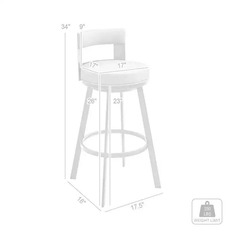 Tabouret de bar à hauteur de comptoir pivotant 26 po en métal avec similicuir