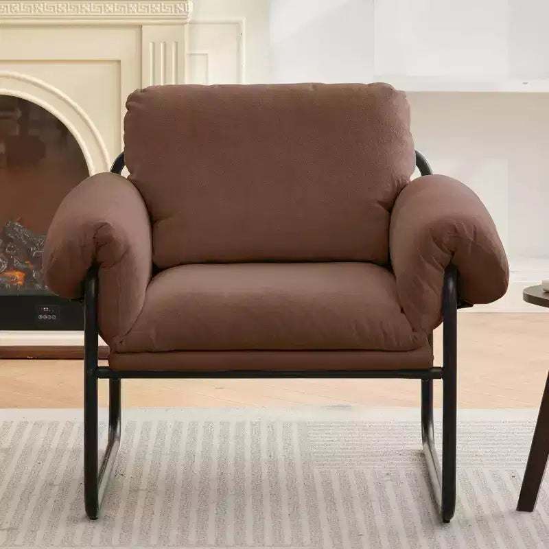 Fauteuil d'appoint en métal et peau de mouton pour chambre à coucher, hall d'accueil, salle de lecture, salon