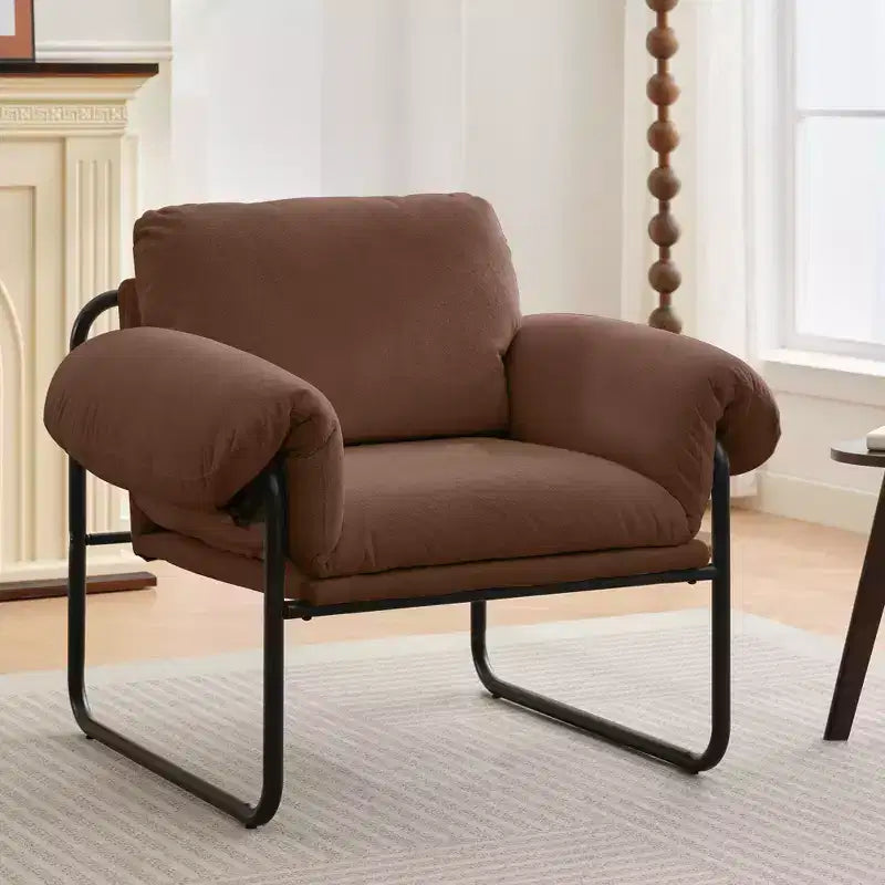 Fauteuil d'appoint en métal et peau de mouton pour chambre à coucher, hall d'accueil, salle de lecture, salon