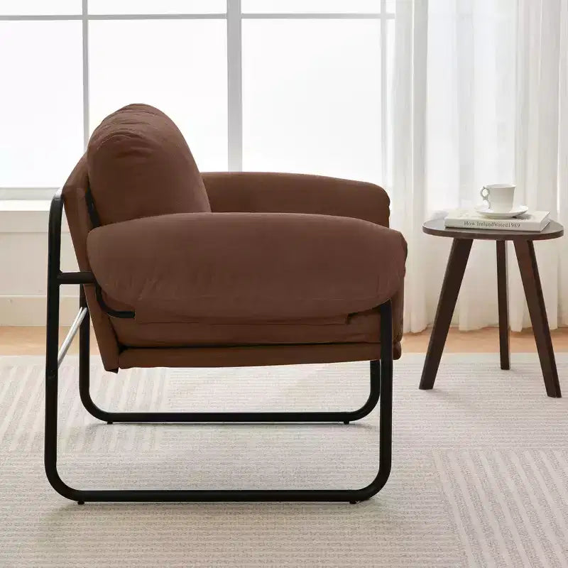 Fauteuil d'appoint en métal et peau de mouton pour chambre à coucher, hall d'accueil, salle de lecture, salon