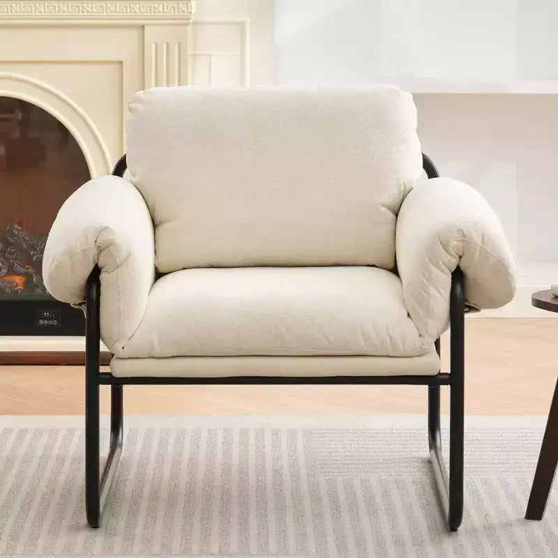 Fauteuil d'appoint en métal et peau de mouton pour chambre à coucher, hall d'accueil, salle de lecture, salon