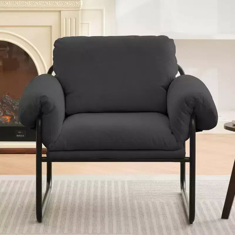 Fauteuil d'appoint en métal et peau de mouton pour chambre à coucher, hall d'accueil, salle de lecture, salon