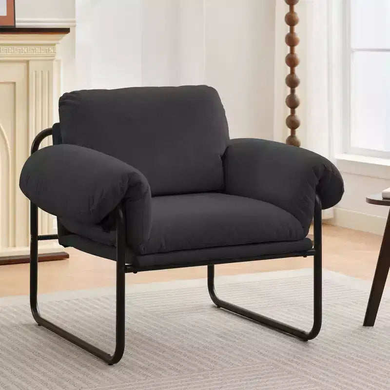 Fauteuil d'appoint en métal et peau de mouton pour chambre à coucher, hall d'accueil, salle de lecture, salon