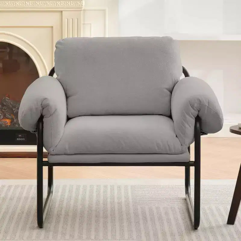 Fauteuil d'appoint en métal et peau de mouton pour chambre à coucher, hall d'accueil, salle de lecture, salon