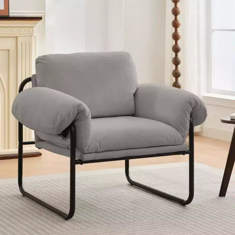 Fauteuil d'appoint en métal et peau de mouton pour chambre à coucher, hall d'accueil, salle de lecture, salon