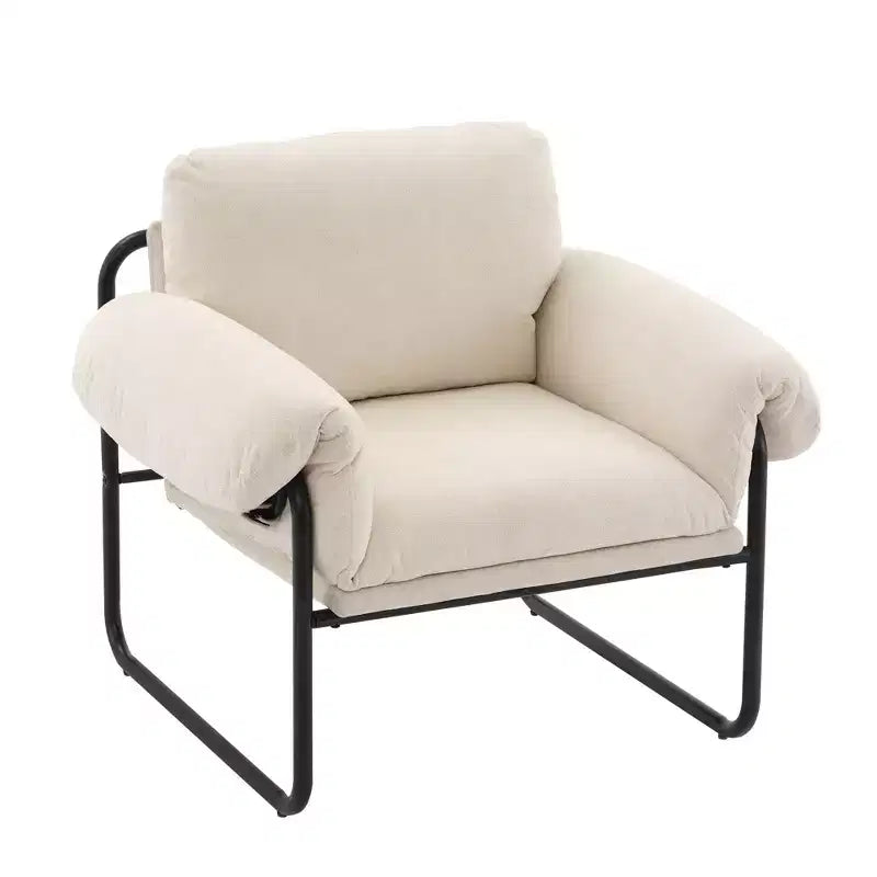 Fauteuil d'appoint en métal et peau de mouton pour chambre à coucher, hall d'accueil, salle de lecture, salon