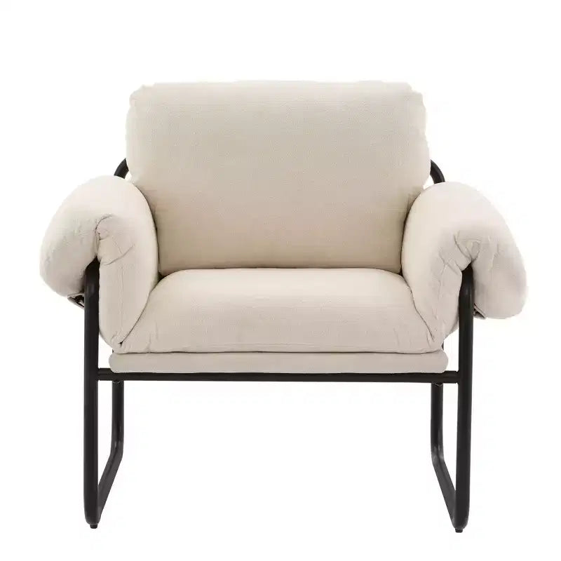 Fauteuil d'appoint en métal et peau de mouton pour chambre à coucher, hall d'accueil, salle de lecture, salon