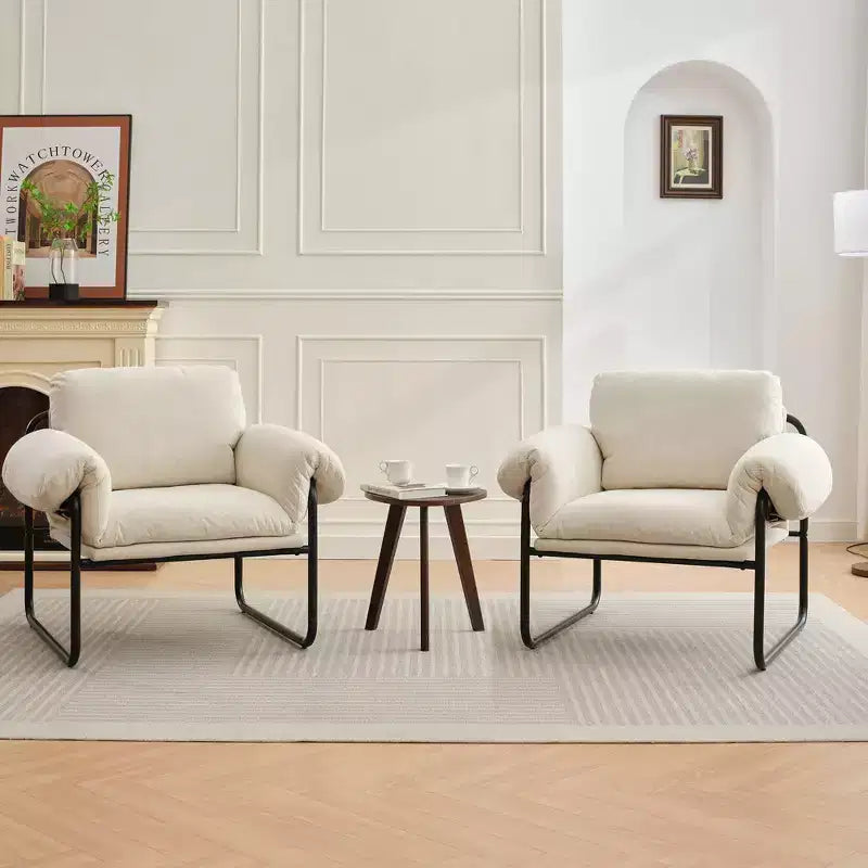 Fauteuil d'appoint en métal et peau de mouton pour chambre à coucher, hall d'accueil, salle de lecture, salon