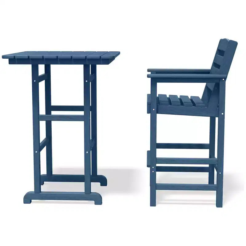 Ensemble de bar de patio extérieur 3 pièces Hyleory en PEHD avec tabourets de bar