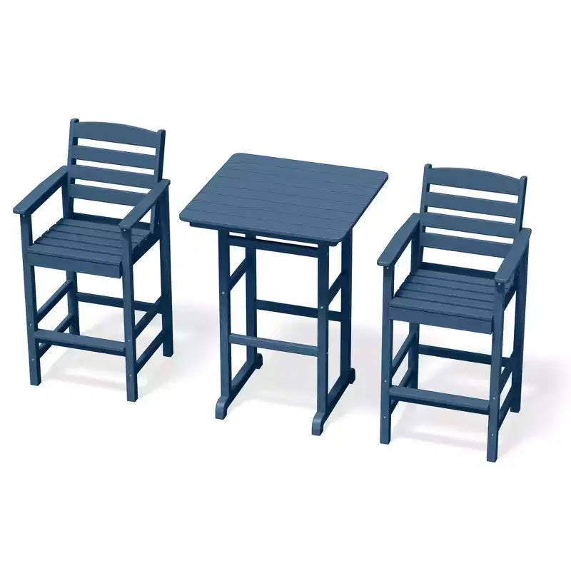 Ensemble de bar de patio extérieur 3 pièces Hyleory en PEHD avec tabourets de bar