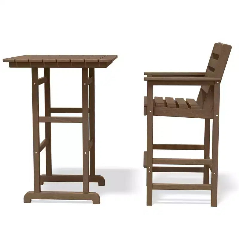 Ensemble de bar de patio extérieur 3 pièces Hyleory en PEHD avec tabourets de bar