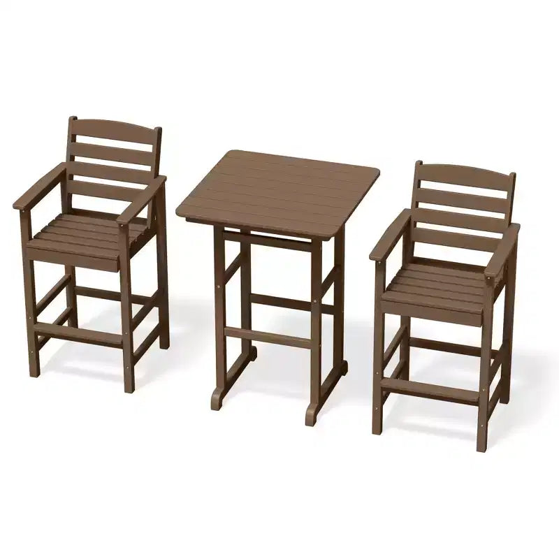 Ensemble de bar de patio extérieur 3 pièces Hyleory en PEHD avec tabourets de bar