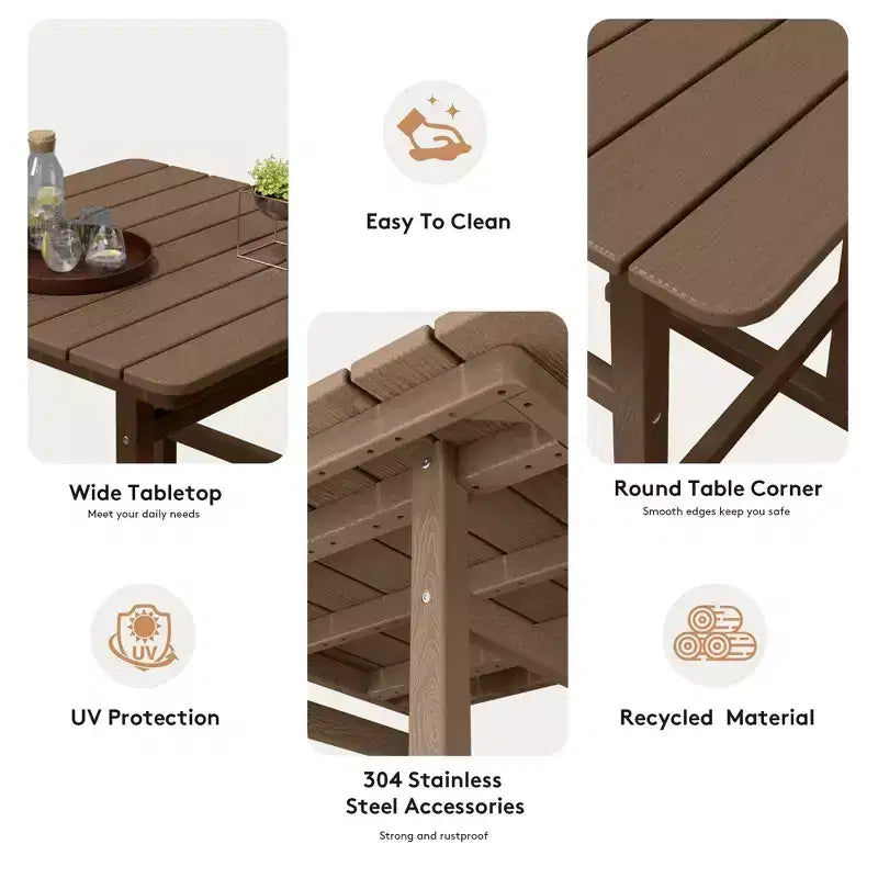 Ensemble de bar de patio extérieur 3 pièces Hyleory en PEHD avec tabourets de bar