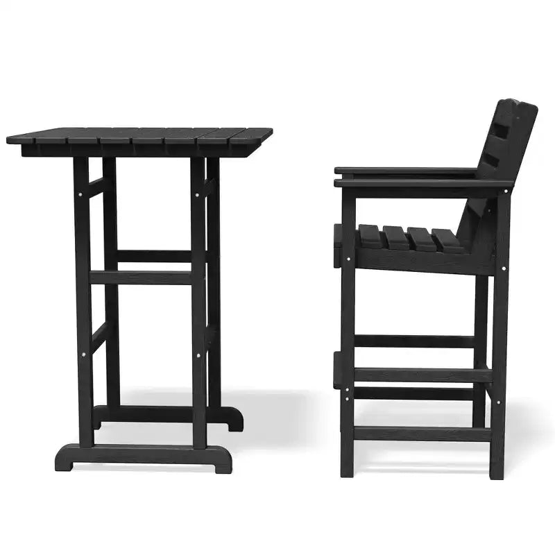 Ensemble de bar de patio extérieur 3 pièces Hyleory en PEHD avec tabourets de bar
