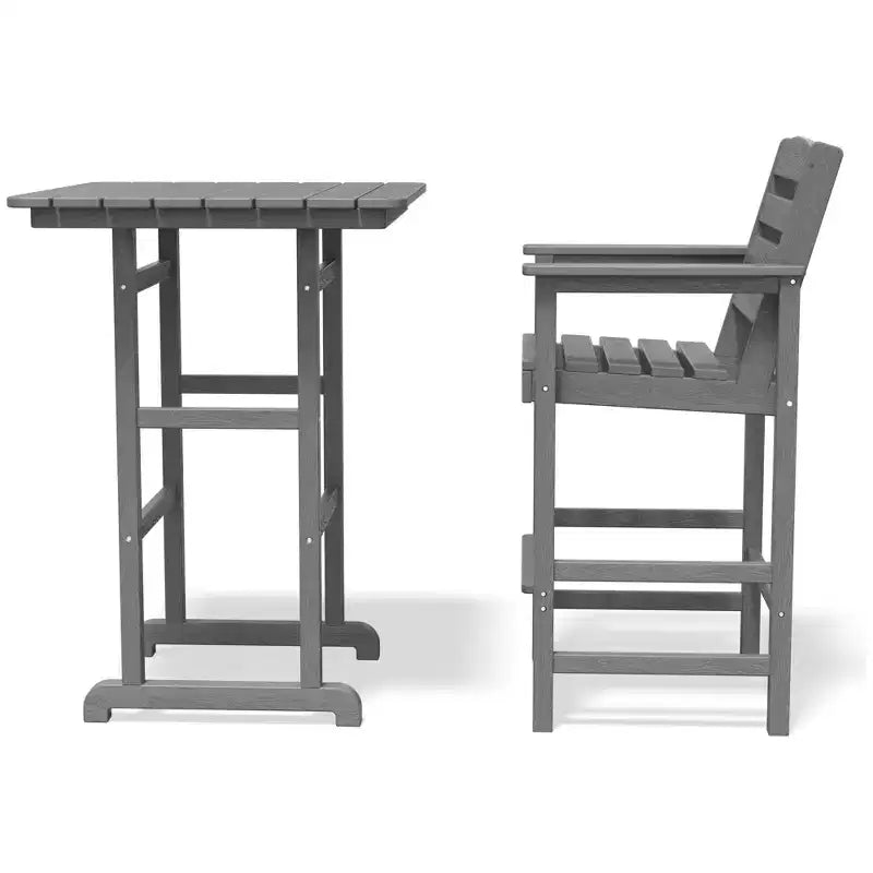 Ensemble de bar de patio extérieur 3 pièces Hyleory en PEHD avec tabourets de bar