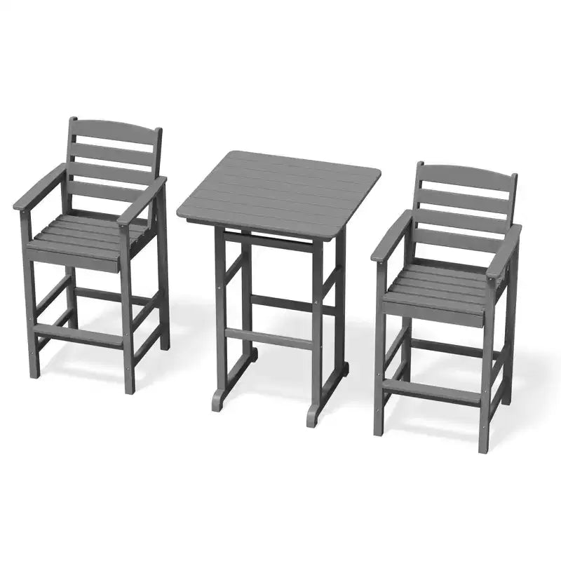 Ensemble de bar de patio extérieur 3 pièces Hyleory en PEHD avec tabourets de bar