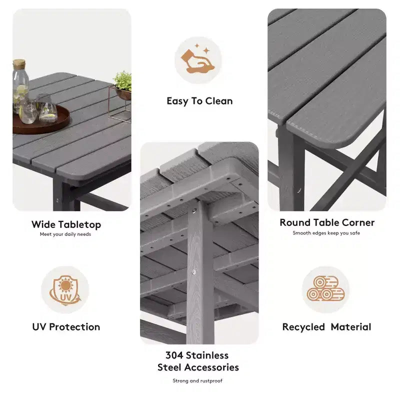 Ensemble de bar de patio extérieur 3 pièces Hyleory en PEHD avec tabourets de bar