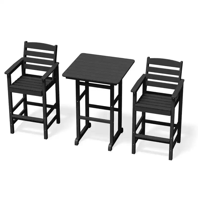 Ensemble de bar de patio extérieur 3 pièces Hyleory en PEHD avec tabourets de bar