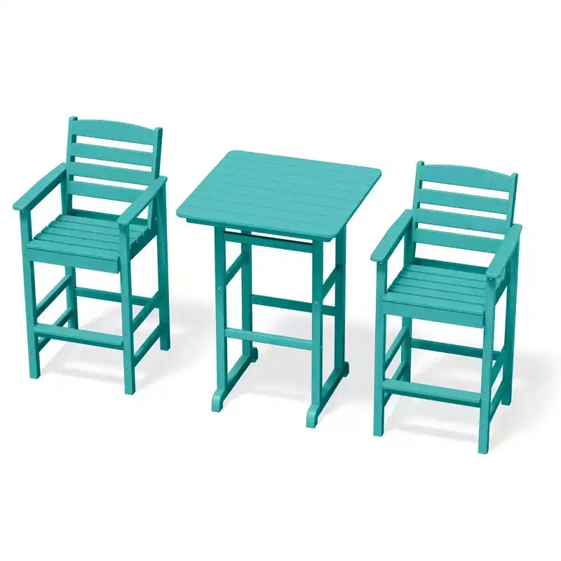 Ensemble de bar de patio extérieur 3 pièces Hyleory en PEHD avec tabourets de bar