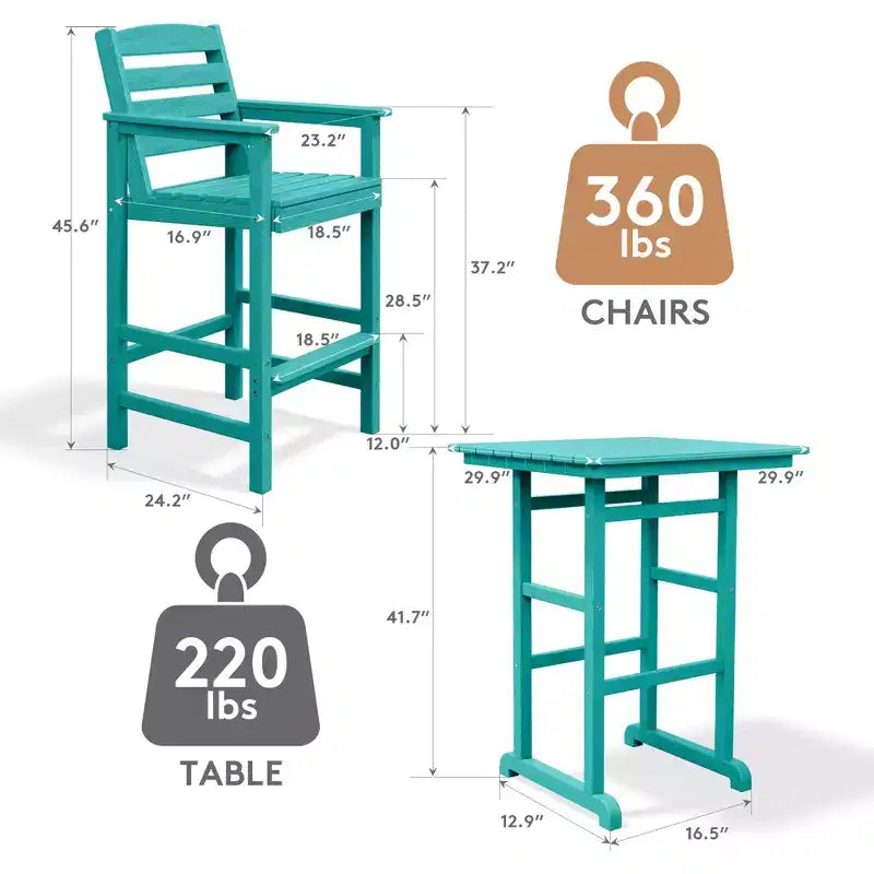 Ensemble de bar de patio extérieur 3 pièces Hyleory en PEHD avec tabourets de bar