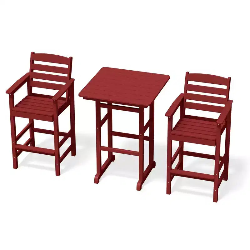 Ensemble de bar de patio extérieur 3 pièces Hyleory en PEHD avec tabourets de bar