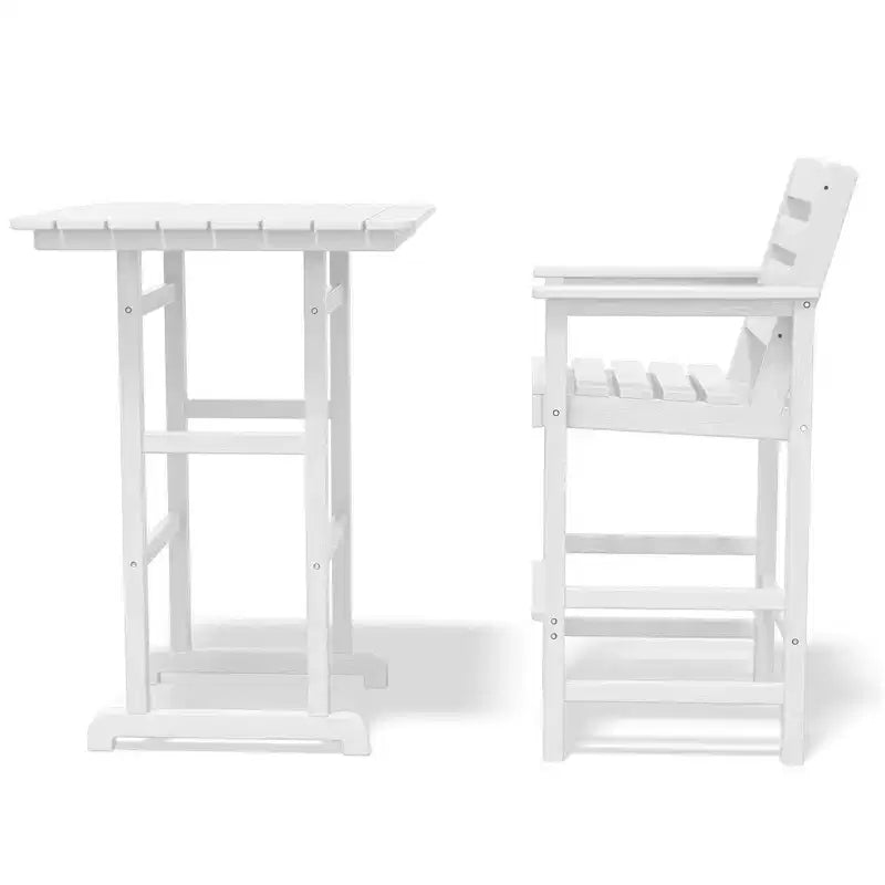 Ensemble de bar de patio extérieur 3 pièces Hyleory en PEHD avec tabourets de bar