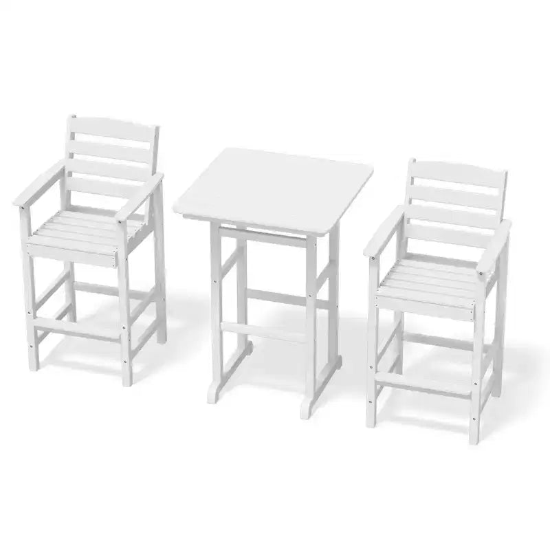 Ensemble de bar de patio extérieur 3 pièces Hyleory en PEHD avec tabourets de bar
