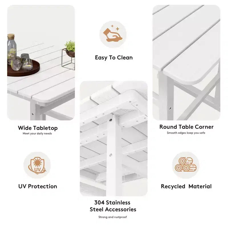 Ensemble de bar de patio extérieur 3 pièces Hyleory en PEHD avec tabourets de bar
