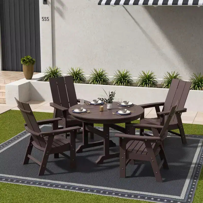Ensemble de 5 pièces pour salle à manger d'extérieur WestinTrends : table ronde et chaises modernes avec accoudoirs