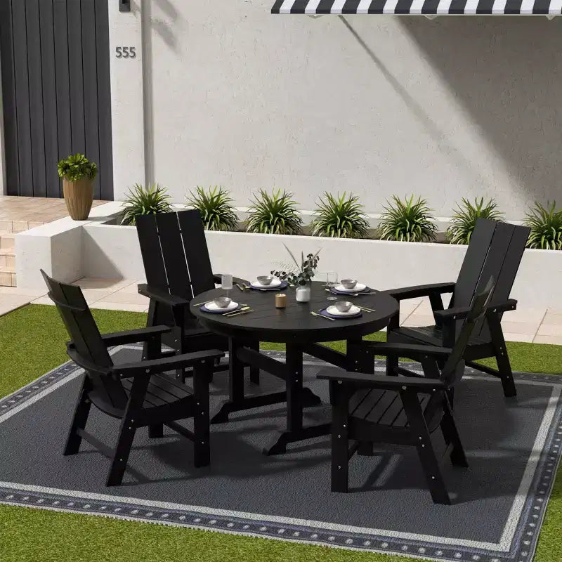 Ensemble de 5 pièces pour salle à manger d'extérieur WestinTrends : table ronde et chaises modernes avec accoudoirs