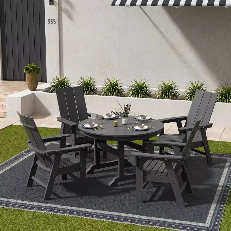 Ensemble de 5 pièces pour salle à manger d'extérieur WestinTrends : table ronde et chaises modernes avec accoudoirs