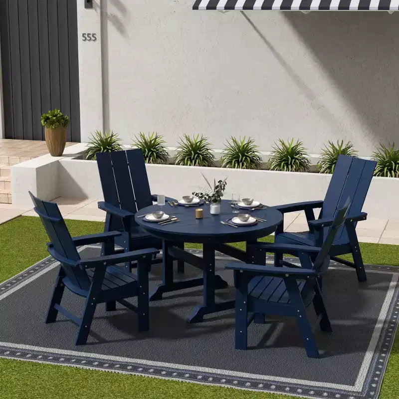 Ensemble de 5 pièces pour salle à manger d'extérieur WestinTrends : table ronde et chaises modernes avec accoudoirs