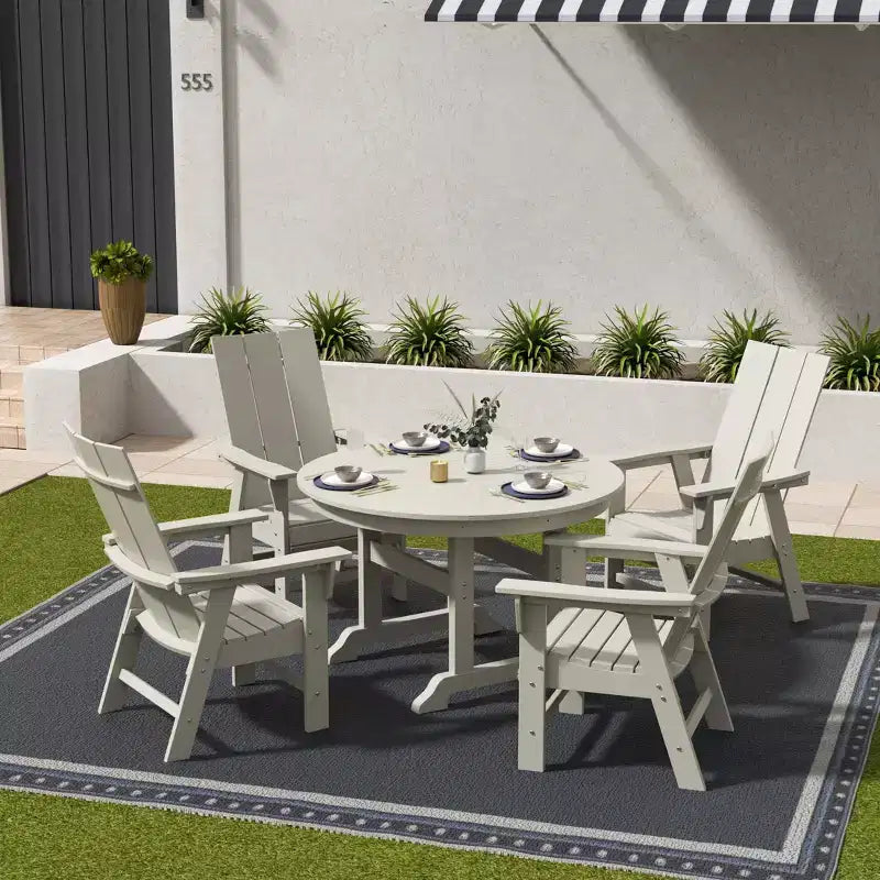 Ensemble de 5 pièces pour salle à manger d'extérieur WestinTrends : table ronde et chaises modernes avec accoudoirs