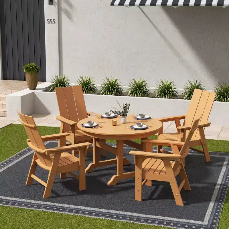 Ensemble de 5 pièces pour salle à manger d'extérieur WestinTrends : table ronde et chaises modernes avec accoudoirs