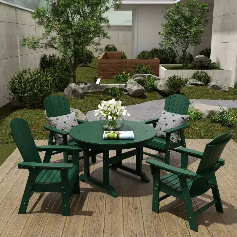 Ensemble de 5 pièces WestinTrends : Table de salle à manger ronde et fauteuils coquille pour extérieur