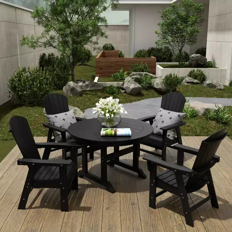 Ensemble de 5 pièces WestinTrends : Table de salle à manger ronde et fauteuils coquille pour extérieur