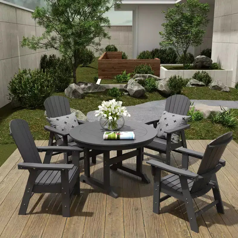Ensemble de 5 pièces WestinTrends : Table de salle à manger ronde et fauteuils coquille pour extérieur