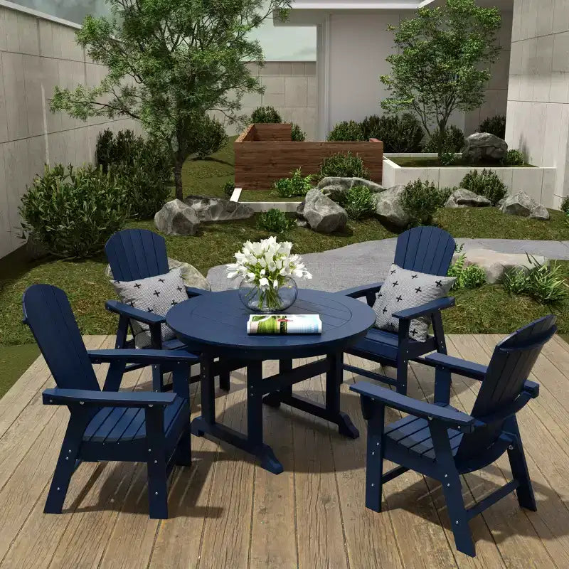 Ensemble de 5 pièces WestinTrends : Table de salle à manger ronde et fauteuils coquille pour extérieur