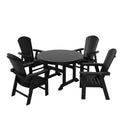 WestinTrends 5 Piece Outdoor Patio Dining Round Table and Shell Back Armchair Set