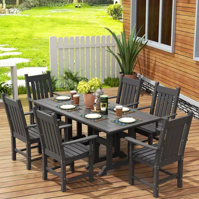 WestinTrends Ensemble repas de 7 pièces pour terrasse et jardin, table et fauteuils de jardin