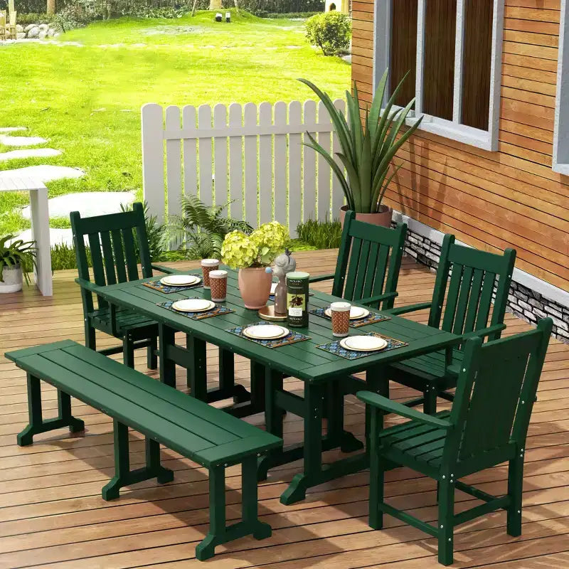 WestinTrends - Ensemble de salle à manger d'extérieur 6 pièces - Table et bancs avec fauteuils
