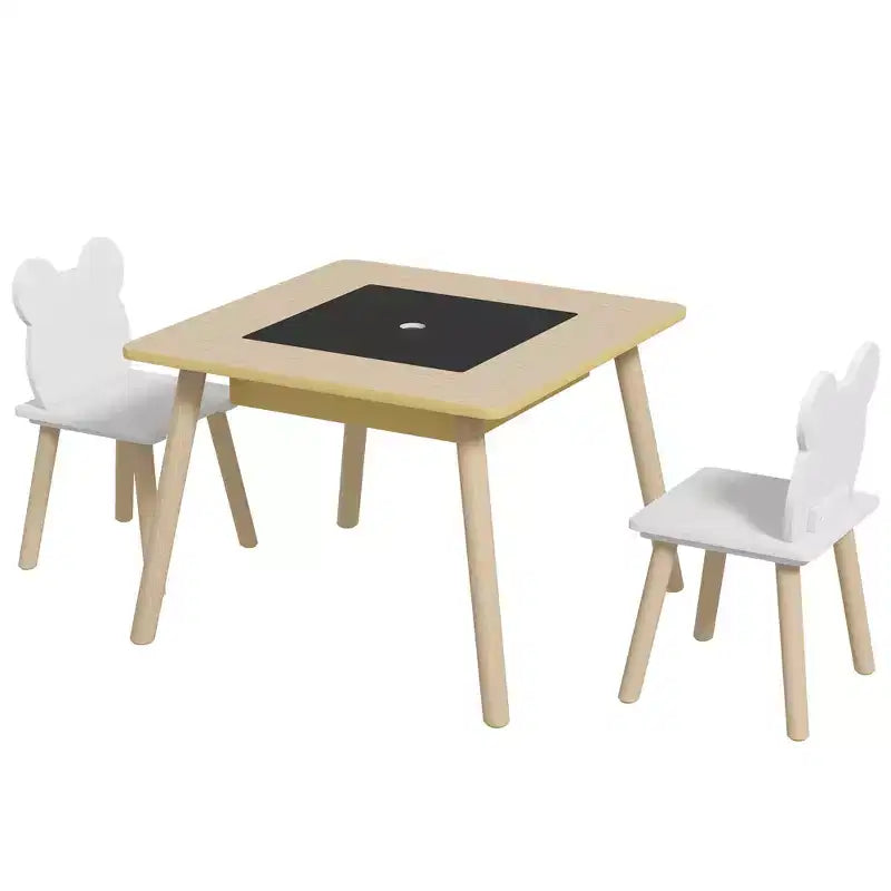 Ensemble table et chaises 3 pièces Qaba pour enfants, ensemble table et chaises 3 en 1 pour tout-petits avec bureau convertible et rangement pour la crèche, la salle de classe, la salle de jeux