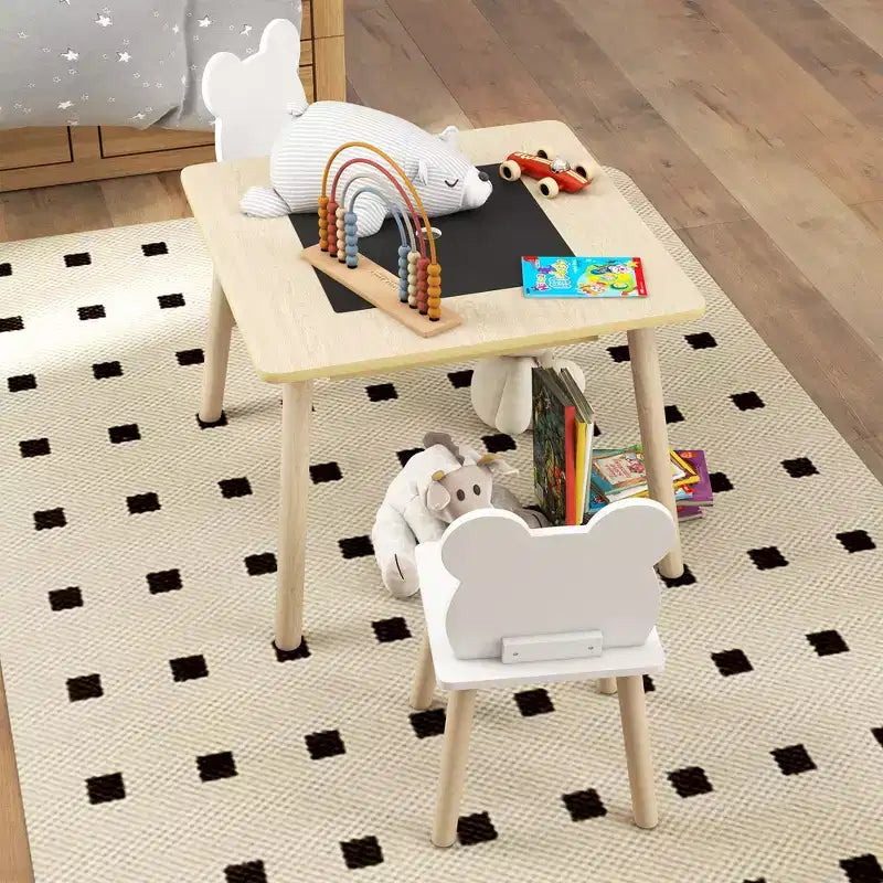 Ensemble table et chaises 3 pièces Qaba pour enfants, ensemble table et chaises 3 en 1 pour tout-petits avec bureau convertible et rangement pour la crèche, la salle de classe, la salle de jeux