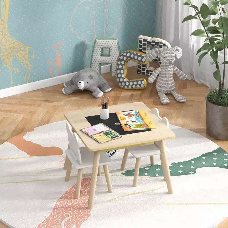 Ensemble table et chaises 3 pièces Qaba pour enfants, ensemble table et chaises 3 en 1 pour tout-petits avec bureau convertible et rangement pour la crèche, la salle de classe, la salle de jeux