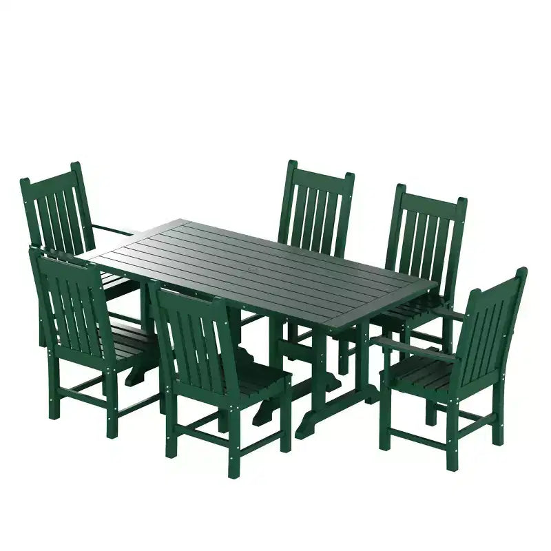 WestinTrends Malibu 7 Piece Outdoor Patio Dining Set Outdoor Dining Table with Dining Chair, Dark Green