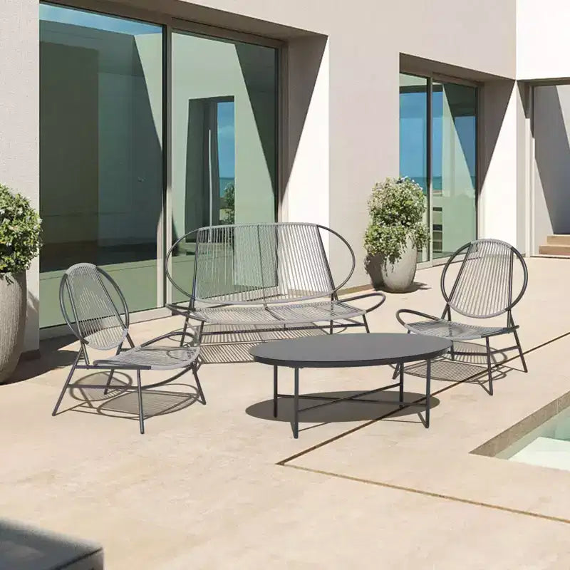 Hyleory 4-piece Outdoor Acapulco Dining Sets (Include One Oval Table and Three PE Rattan Chairs)